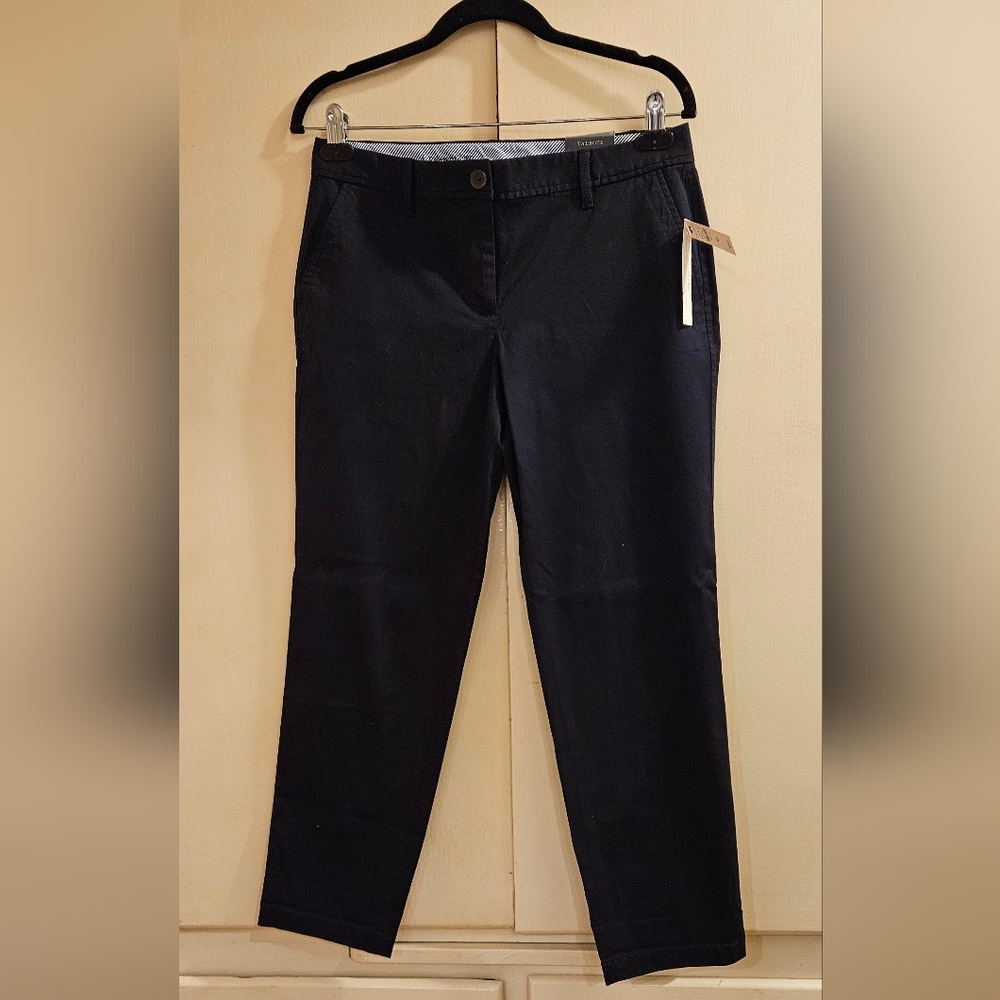 Talbots Relaxed Chino Pants Women’s 4P Petite Navy Ankle Length Below Waist NWT